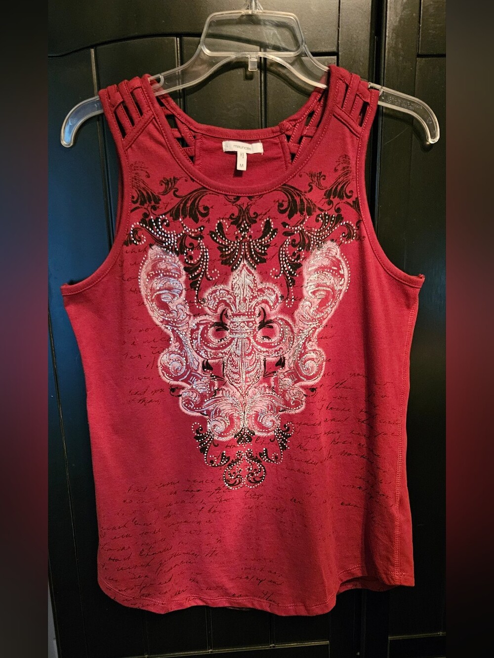 Women's Burgendy Embellished Sleeveless Tank Top. Great For A Country Concert
